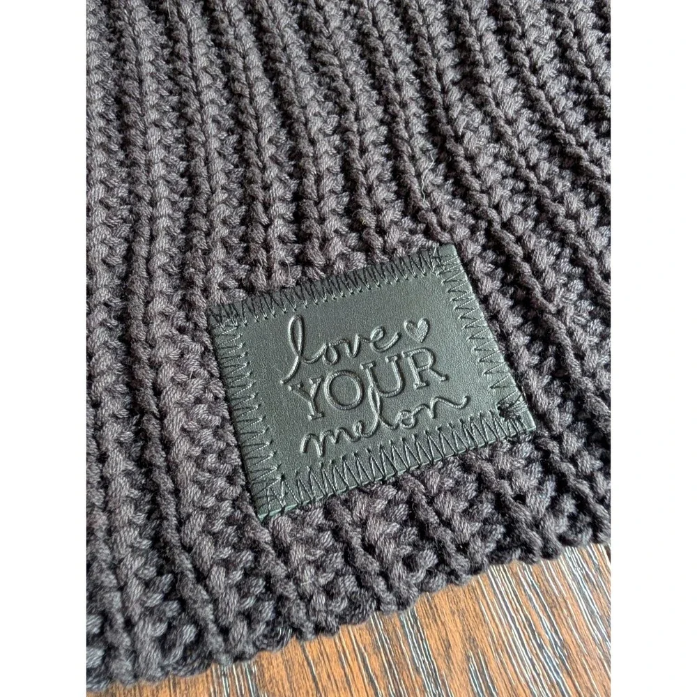 Love Your Melon Beanie Slouchy Knit Black Winter Hat 100% Cotton Made In USA NEW